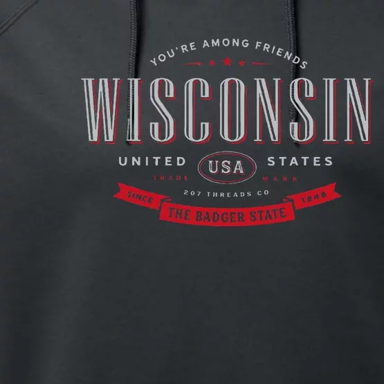 State Of Wisconsin Performance Fleece Hoodie