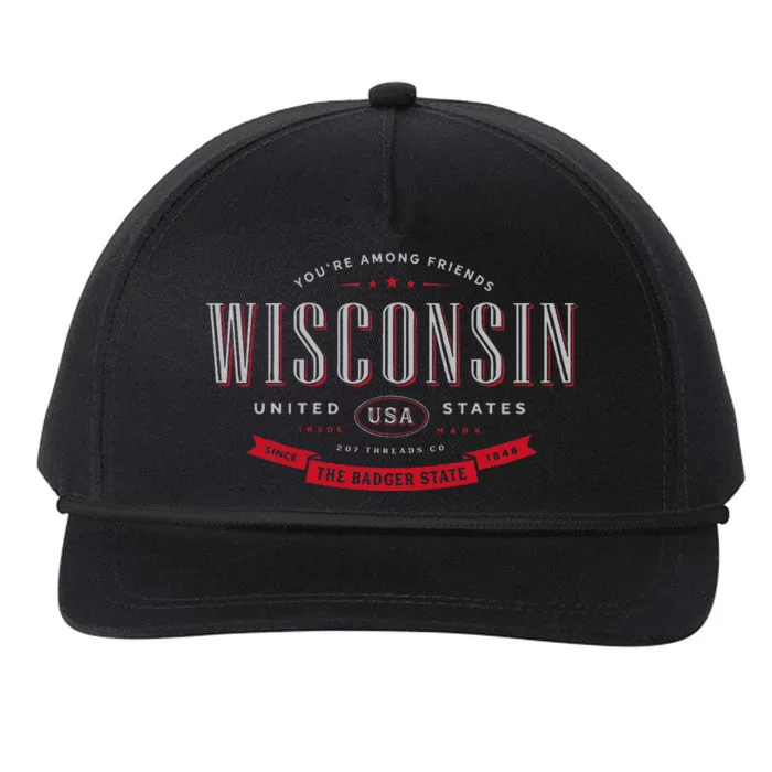 State Of Wisconsin Snapback Five-Panel Rope Hat