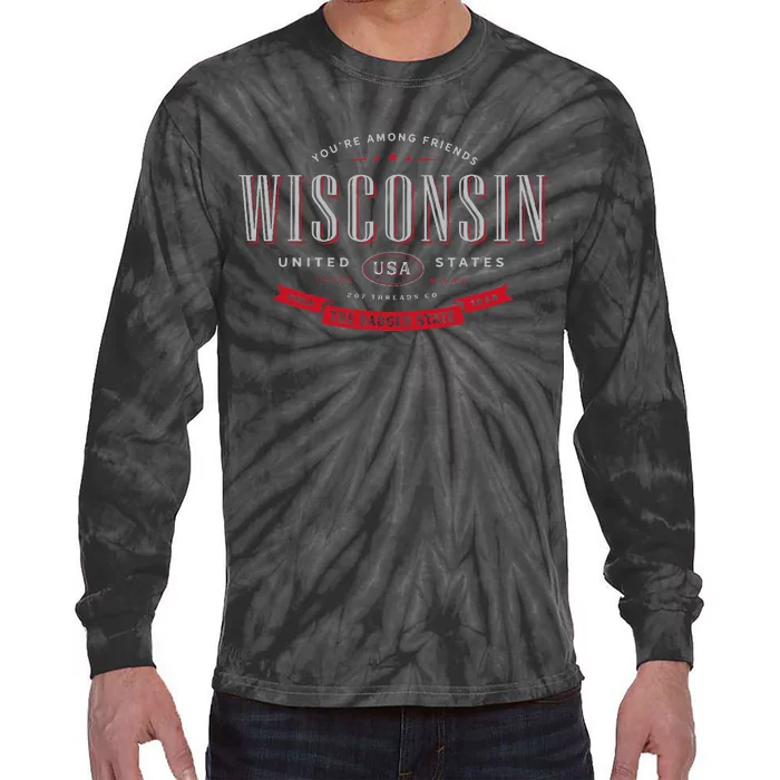 State Of Wisconsin Tie-Dye Long Sleeve Shirt