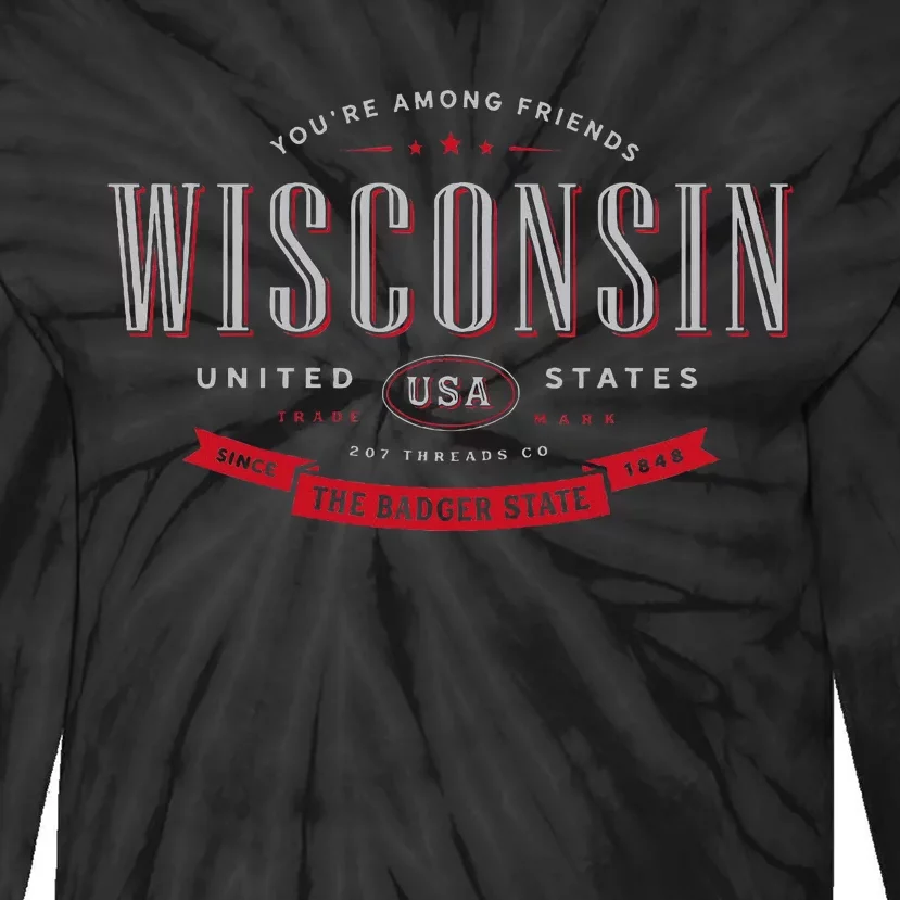 State Of Wisconsin Tie-Dye Long Sleeve Shirt