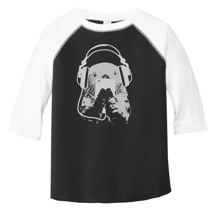 Sea Otter With Cell Phone And Headphones Gift Toddler Fine Jersey T-Shirt