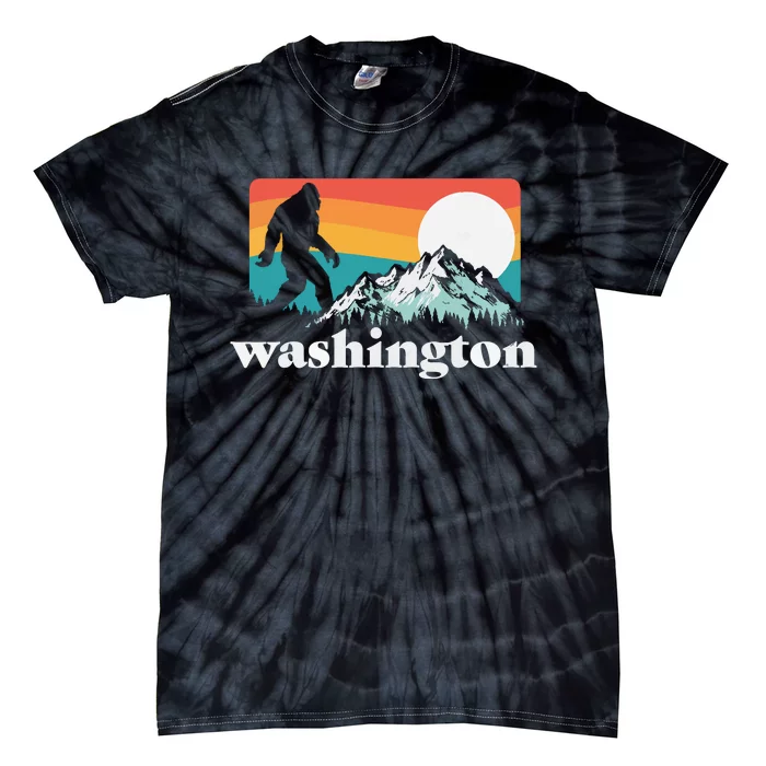 State Of Washington Pacific Northwest Bigfoot Mountain Tie-Dye T-Shirt