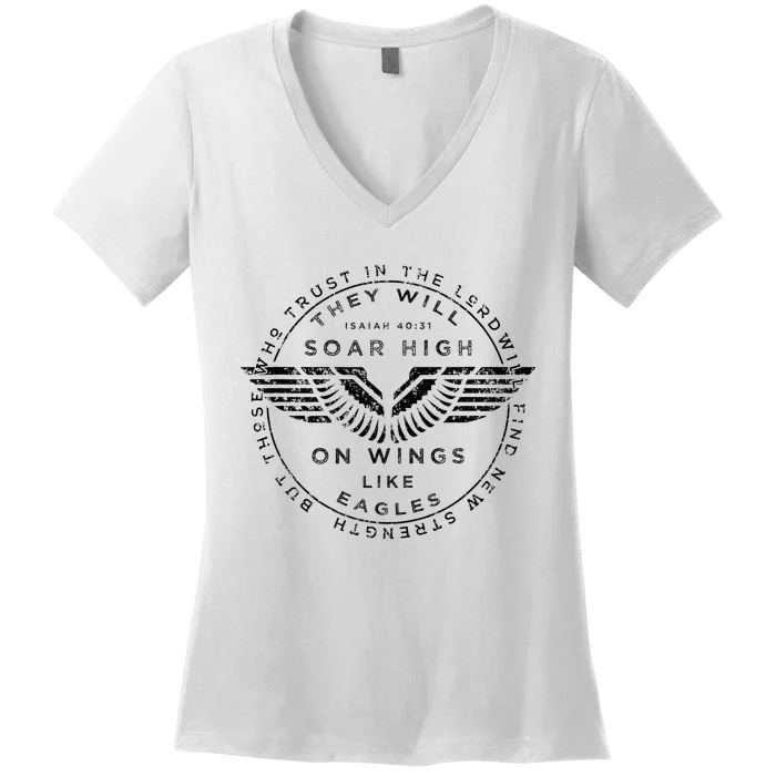 Soar On Wings Like Eagles Christian Women's V-Neck T-Shirt