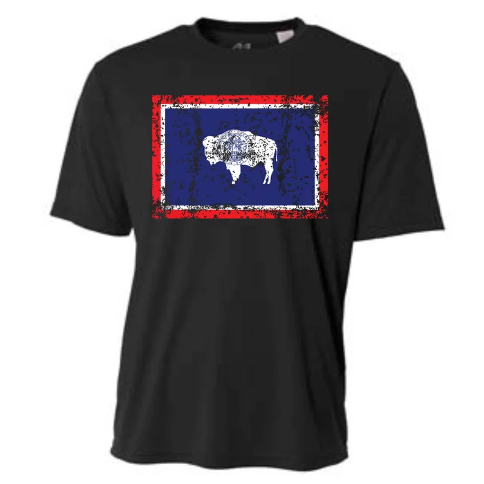 State Of Wyoming Flag Vintage Cooling Performance Crew T-Shirt