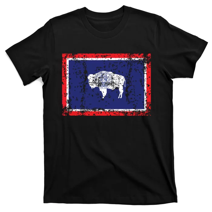 State Of Wyoming Flag Vintage T-Shirt