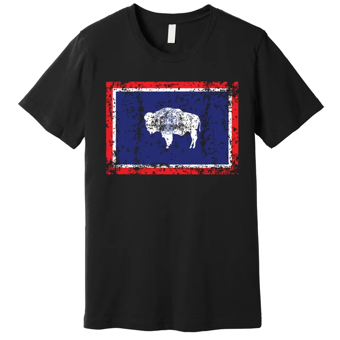 State Of Wyoming Flag Vintage Premium T-Shirt