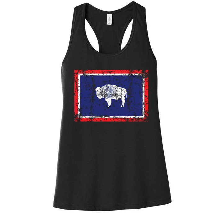 State Of Wyoming Flag Vintage Women's Racerback Tank