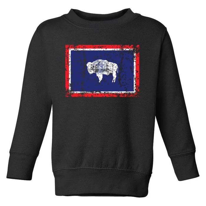 State Of Wyoming Flag Vintage Toddler Sweatshirt