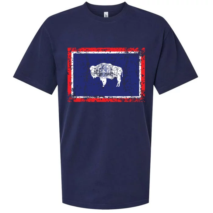 State Of Wyoming Flag Vintage Sueded Cloud Jersey T-Shirt