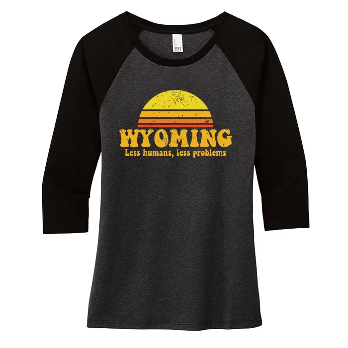 State Of Wyoming Funny Vintage Slogan Retro Souvenir Us Gift Women's Tri-Blend 3/4-Sleeve Raglan Shirt