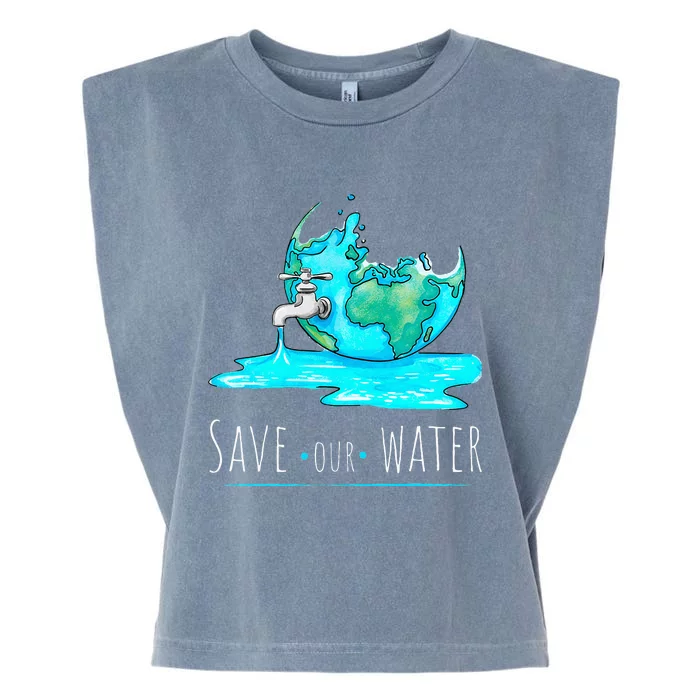 Save Our Waters Earth Day Clean Water Conservation Garment-Dyed Women's Muscle Tee