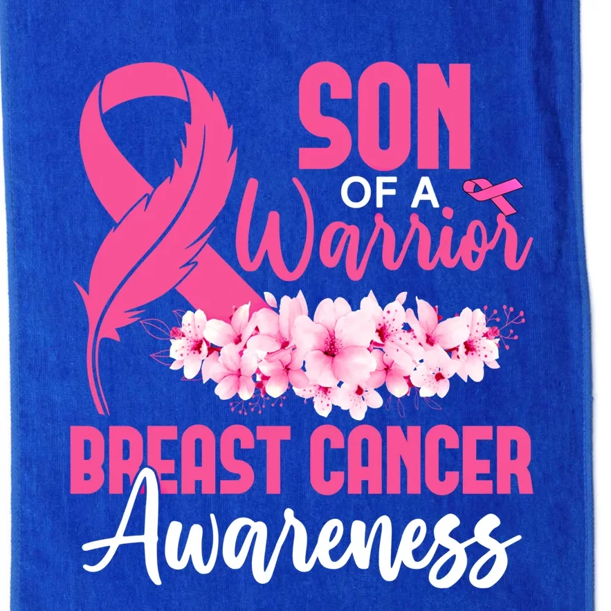 Son Of Warrior Pink Ribbon Breast Cancer Awareness Day Gift Platinum Collection Golf Towel