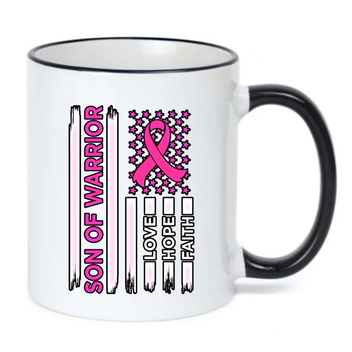 Son Of Warrior Usa Flag Breast Cancer Awareness Pink Graphic Gift Black Color Changing Mug