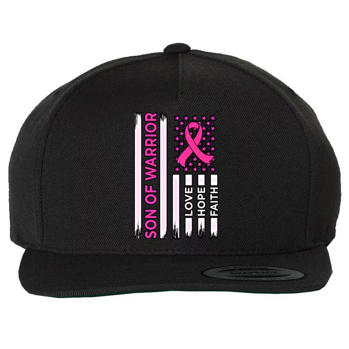 Son Of Warrior Usa Flag Breast Cancer Awareness Pink Graphic Gift Wool Snapback Cap