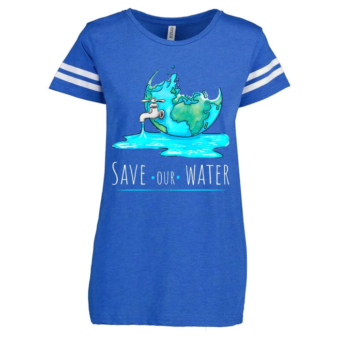 Save Our Water Earth Day Clean Water Conservation Enza Ladies Jersey Football T-Shirt