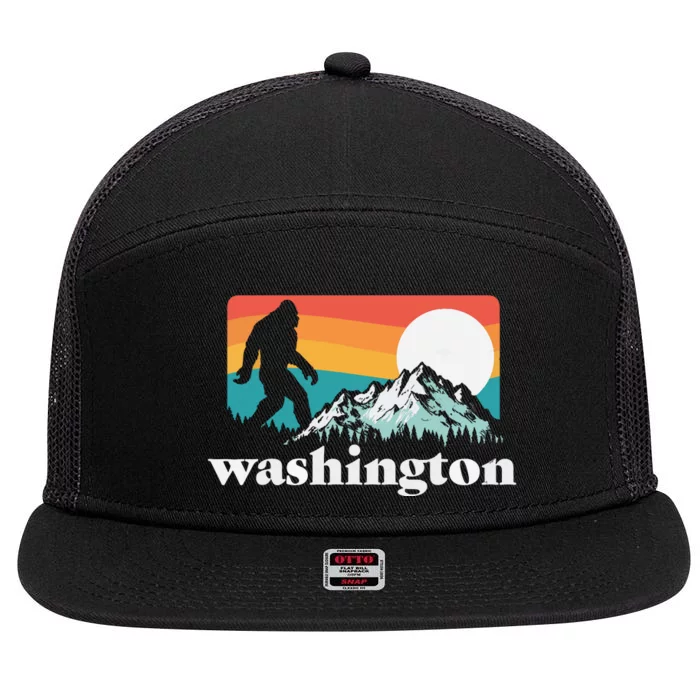 State Of Washington Pacific Northwest Bigfoot Mountain 7 Panel Mesh Trucker Snapback Hat