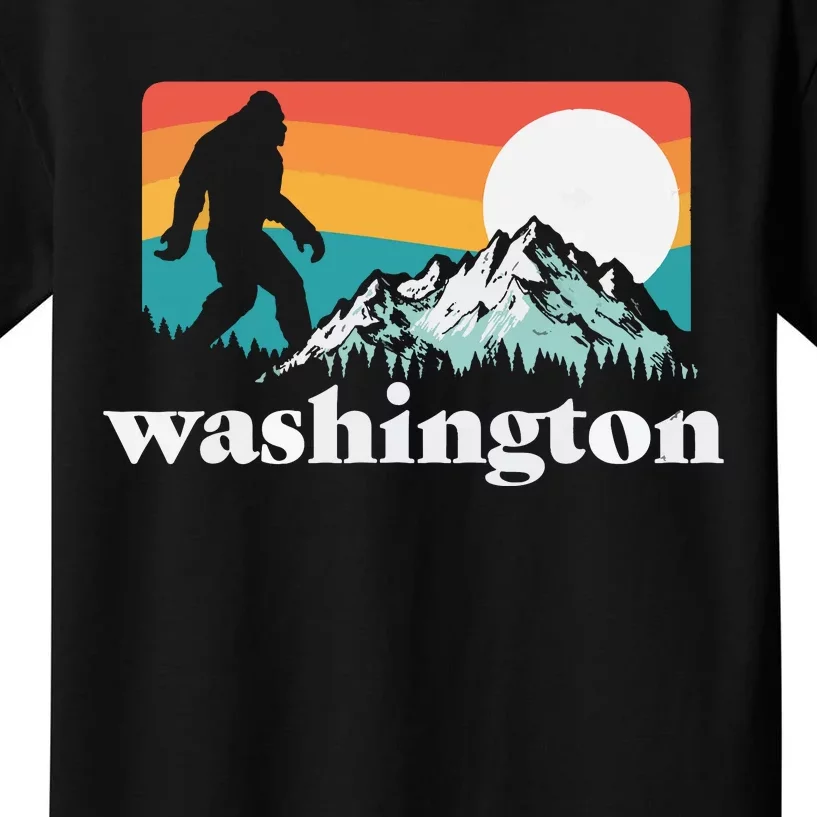 State Of Washington Pacific Northwest Bigfoot Mountain Kids T-Shirt