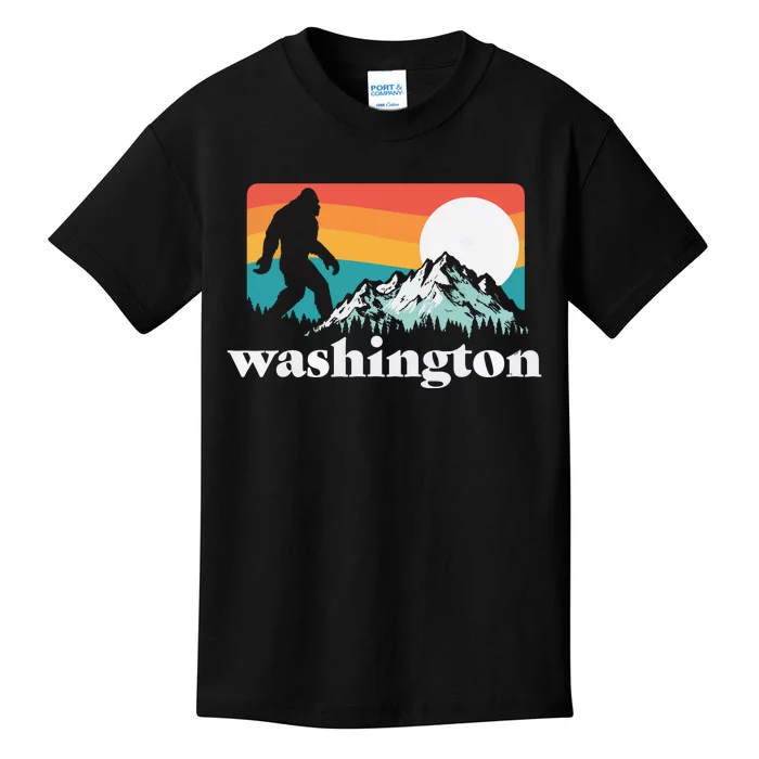 State Of Washington Pacific Northwest Bigfoot Mountain Kids T-Shirt