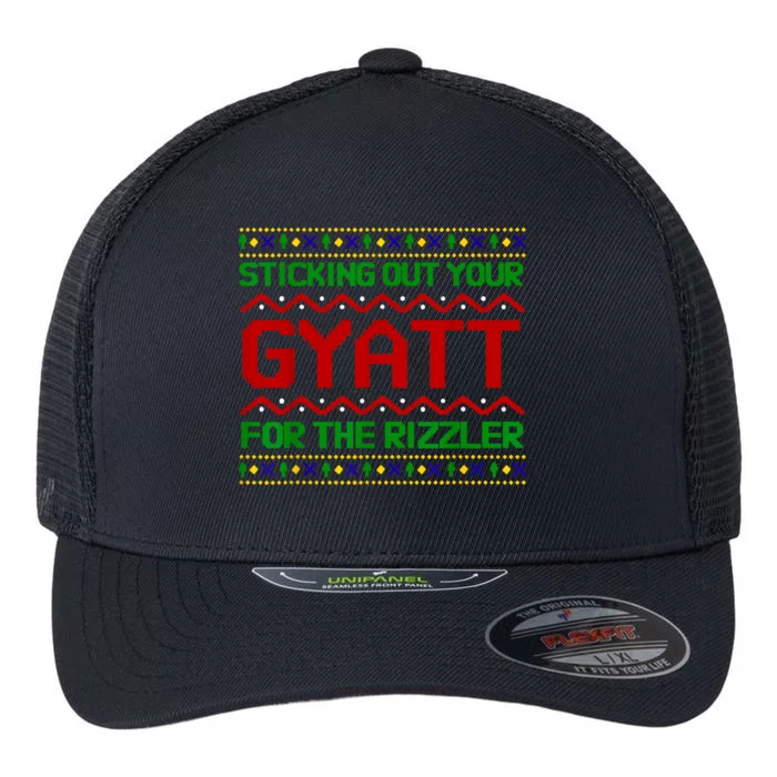 Sticking Out Your Gyatt For The Rizzler Christmas Irony Meme Flexfit Unipanel Trucker Cap