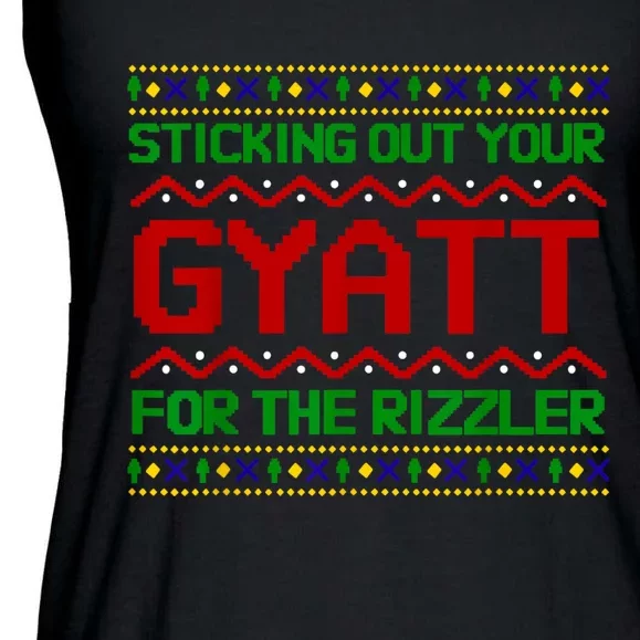 Sticking Out Your Gyatt For The Rizzler Christmas Irony Meme Ladies Essential Flowy Tank