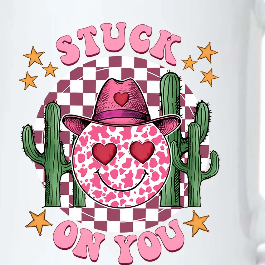 Stuck On You Cute Cowboy Howdy Western Retro Valentine's Day Couple Black Color Changing Mug