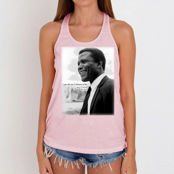 Sidney Poitier 1927 2022 Tribute Quote I Am The Me I Choose To Be Women's Knotted Racerback Tank