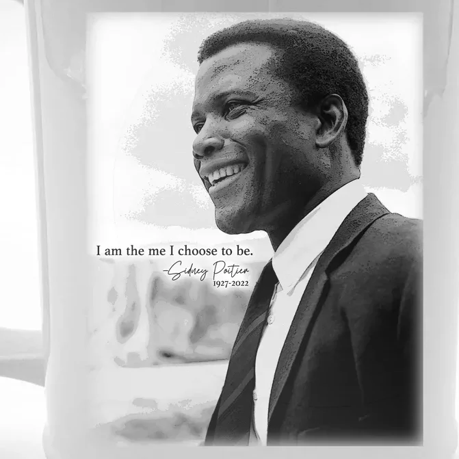 Sidney Poitier 1927 2022 Tribute Quote I Am The Me I Choose To Be Front & Back Beer Stein