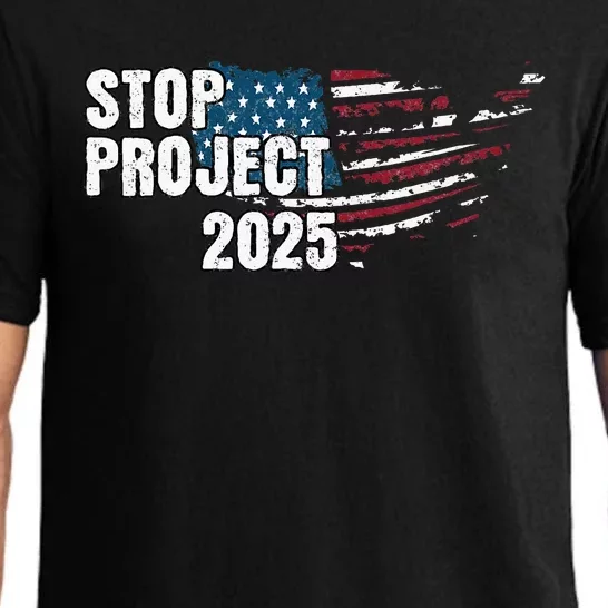 Stop Project 2025 Anti Trump American Flag Pajama Set