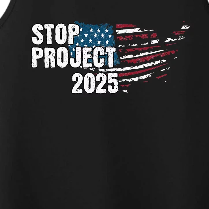 Stop Project 2025 Anti Trump American Flag Performance Tank