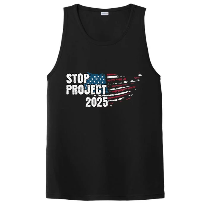 Stop Project 2025 Anti Trump American Flag Performance Tank