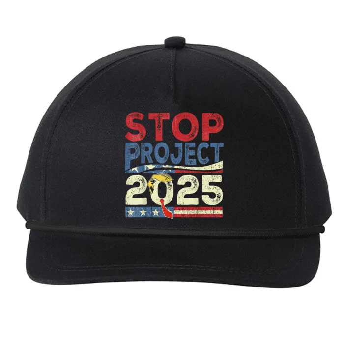 Stop Project 2025 Funny Retro Vintage Snapback Five-Panel Rope Hat