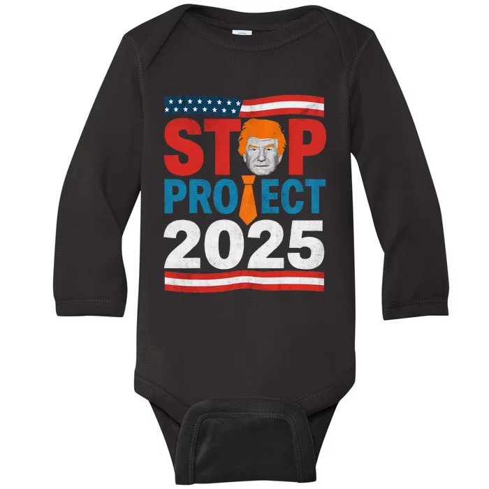 Stop Project 2025 Flag Usa Baby Long Sleeve Bodysuit