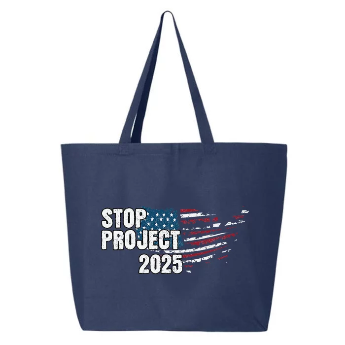 Stop Project 2025 Anti Trump American Flag 25L Jumbo Tote