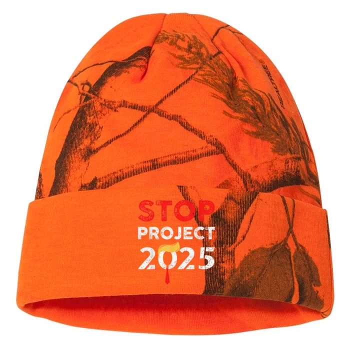 Stop Project 2025 TrumpS Project Anti Trump Funny Gift Kati - 12in Camo Beanie