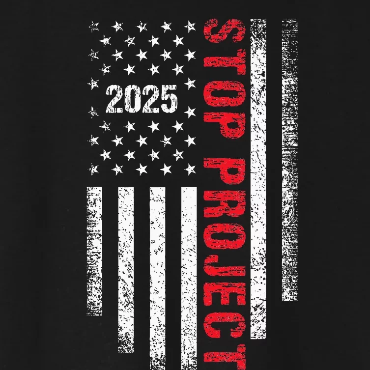 Stop Project 2025 Flag Usa Election 2024 American Flag Cool Women's Crop Top Tee