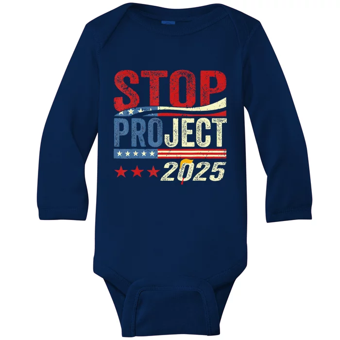 Stop Project 2025 Flag Usa Baby Long Sleeve Bodysuit