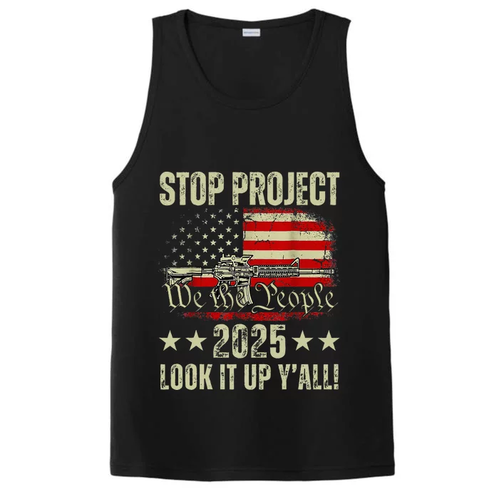 Stop Project 2025 Look It Up Y’All Vintage American Flag Performance Tank