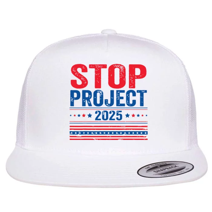 Stop Project 2025 Flag Usa Flat Bill Trucker Hat