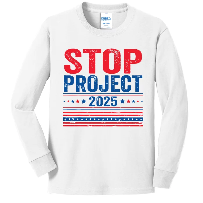 Stop Project 2025 Flag Usa Kids Long Sleeve Shirt