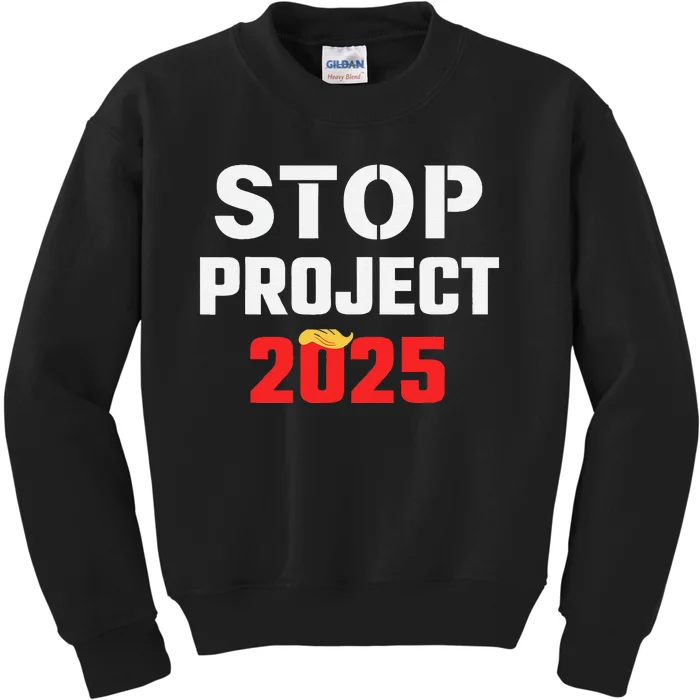 Stop Project 2025 Anti Project 2025 Vote Democrat Harris Kids Sweatshirt