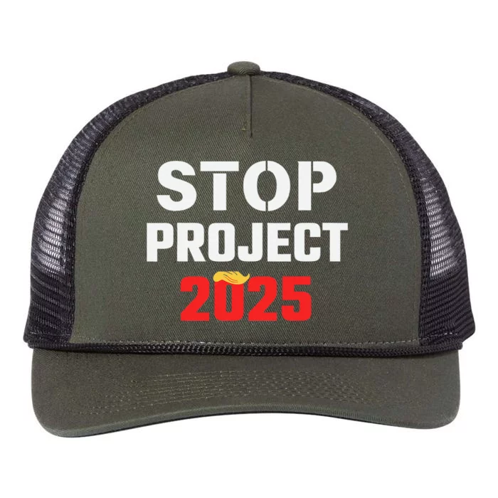 Stop Project 2025 Anti Project 2025 Vote Democrat Harris Retro Rope Trucker Hat Cap