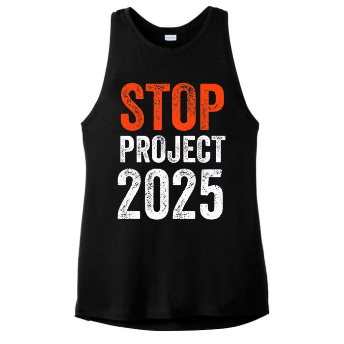 Stop Project 2025 Anti Trump Ladies Tri-Blend Wicking Tank