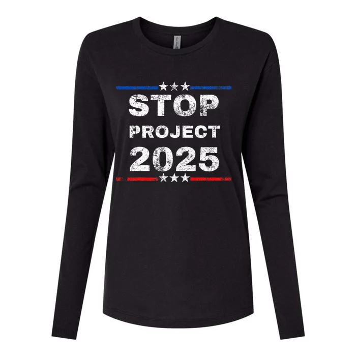 Stop Project 2025 TrumpS Project Anti Trump Funny Womens Cotton Relaxed Long Sleeve T-Shirt