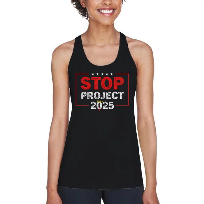 Stop Project 2025 Usa Flag Election 2024 Design Women's Racerback Tank