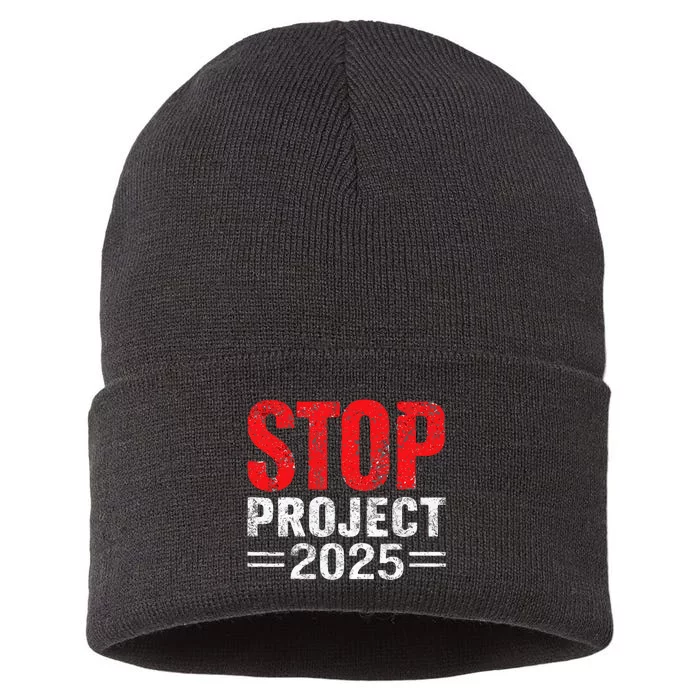 Stop Project 2025 Anti Trumps Sustainable Knit Beanie