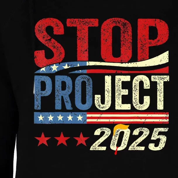 Stop Project 2025 Flag Usa Womens Funnel Neck Pullover Hood