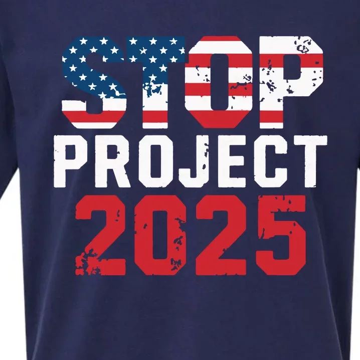 Stop Project 2025 Anti Trump Political Statement Sueded Cloud Jersey T-Shirt