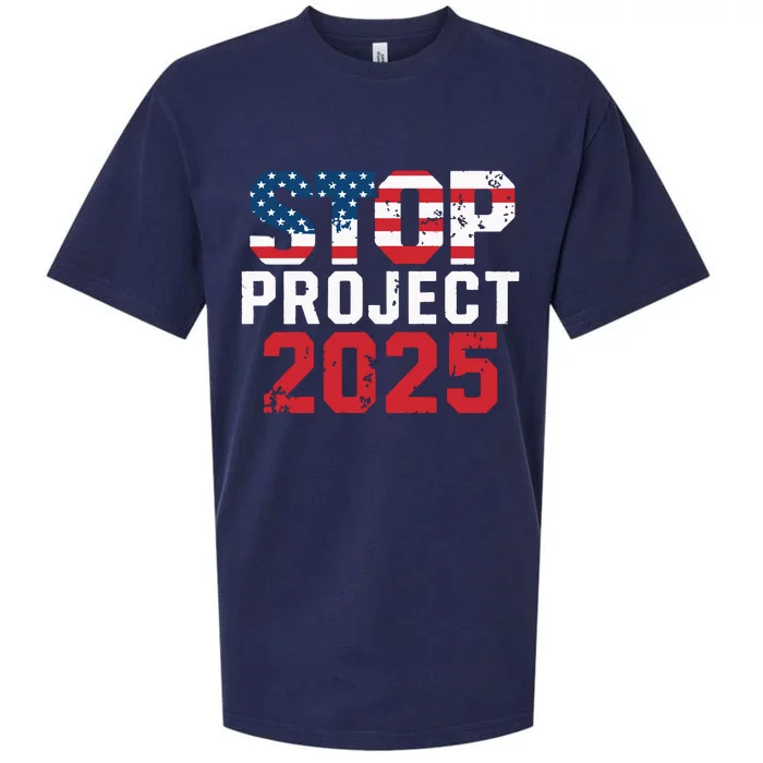 Stop Project 2025 Anti Trump Political Statement Sueded Cloud Jersey T-Shirt