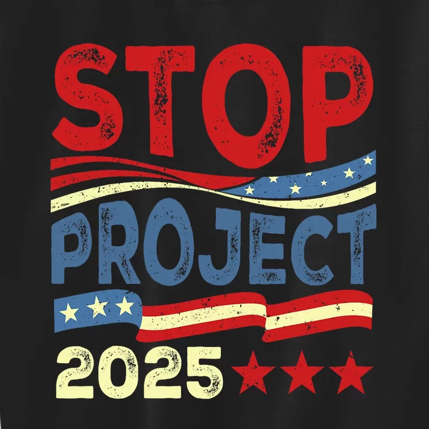 Stop Project 2025 Anti Trump Usa Flag Political Kids Sweatshirt