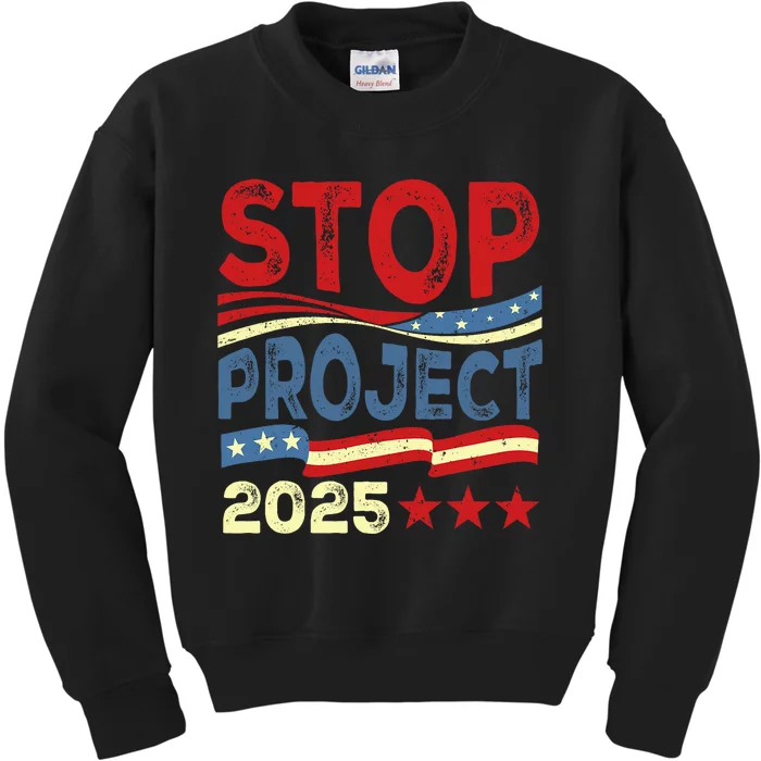 Stop Project 2025 Anti Trump Usa Flag Political Kids Sweatshirt